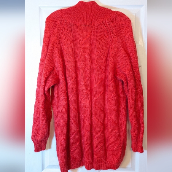 Oversized Red Mohair Blend Cable Knit sweater size S - Picture 2 of 7
